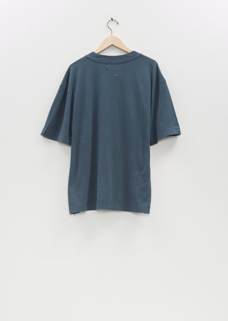 Organic Cotton Linen Simple T-Shirt — Mineral Blue