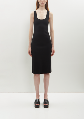 Compact Knit Short Tank Dress — Black