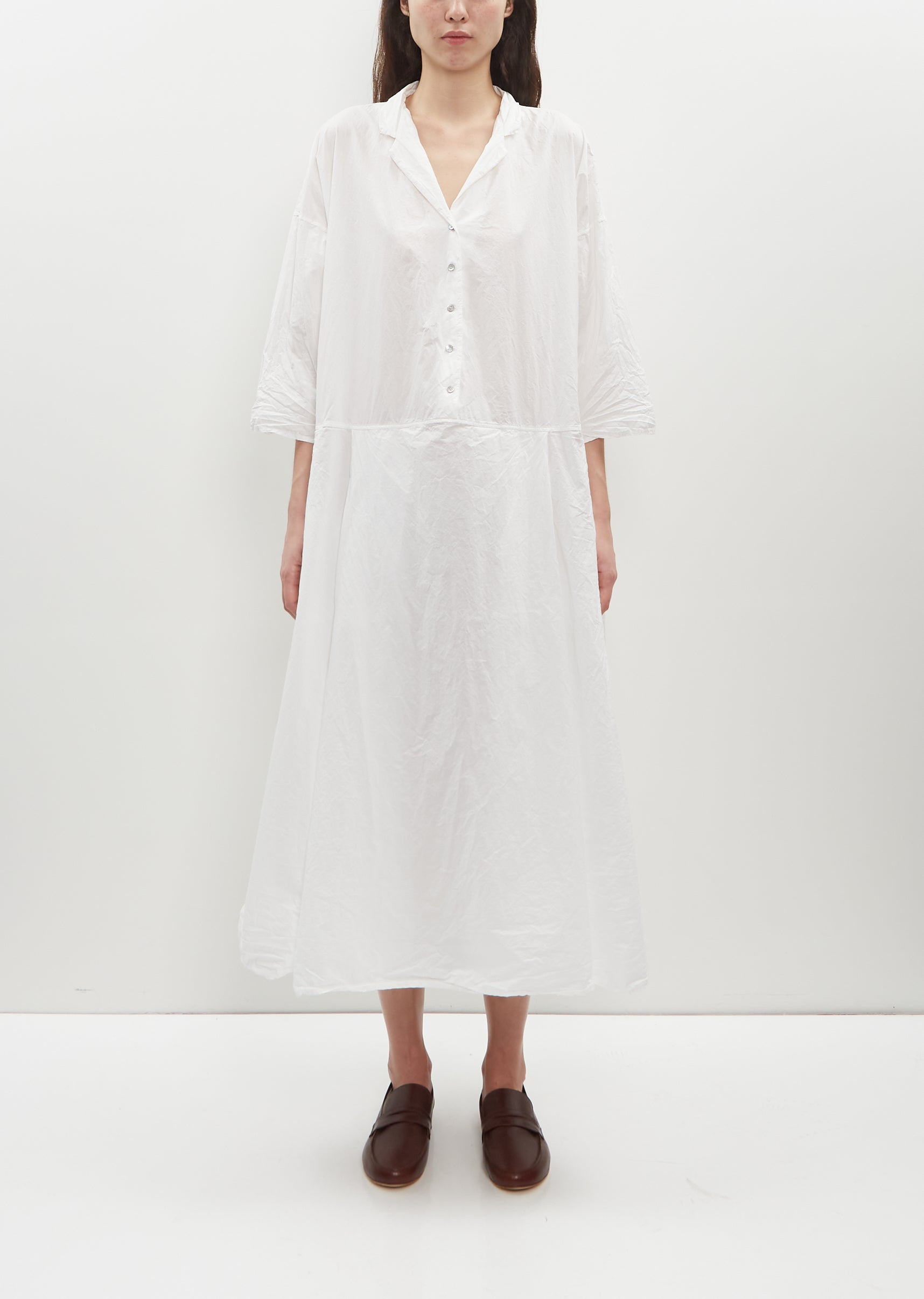 Tailored Collar Tissue Cotton Dress — Milk – La Garçonne