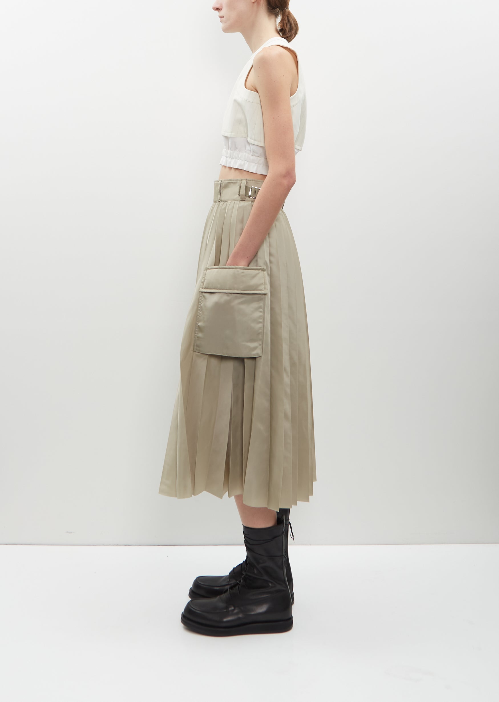 Nylon Twill Skirt - 3 / L/Khaki