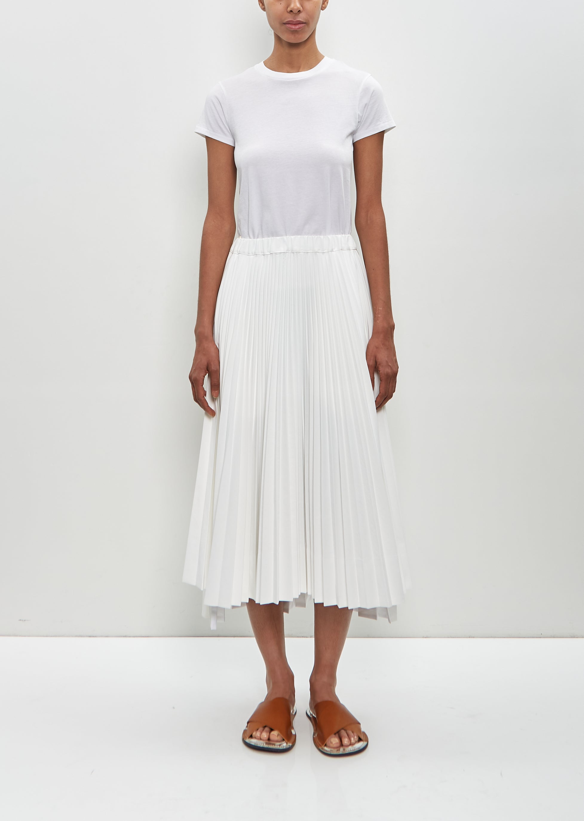 Cotton Blend Pleated Midi Skirt – La Garçonne