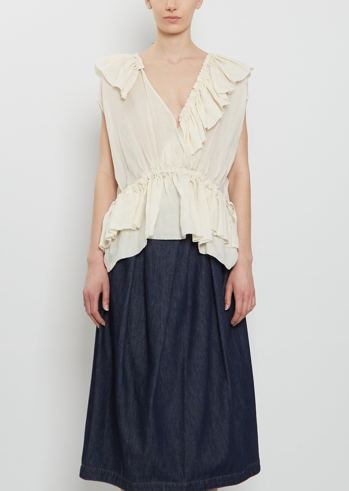 Cally Ruffles Ramie Top