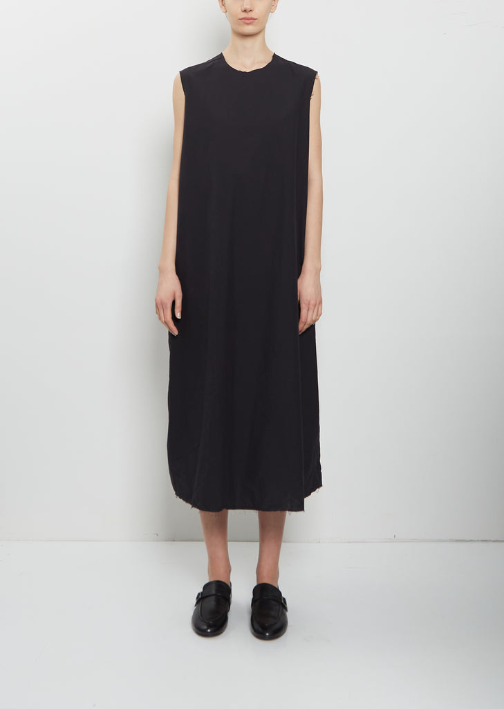 Sleeve Scarf Paper Cotton Sleeveless Dress — Black