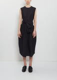 Sleeve Scarf Paper Cotton Sleeveless Dress — Black