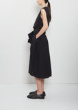 Sleeve Scarf Paper Cotton Sleeveless Dress — Black