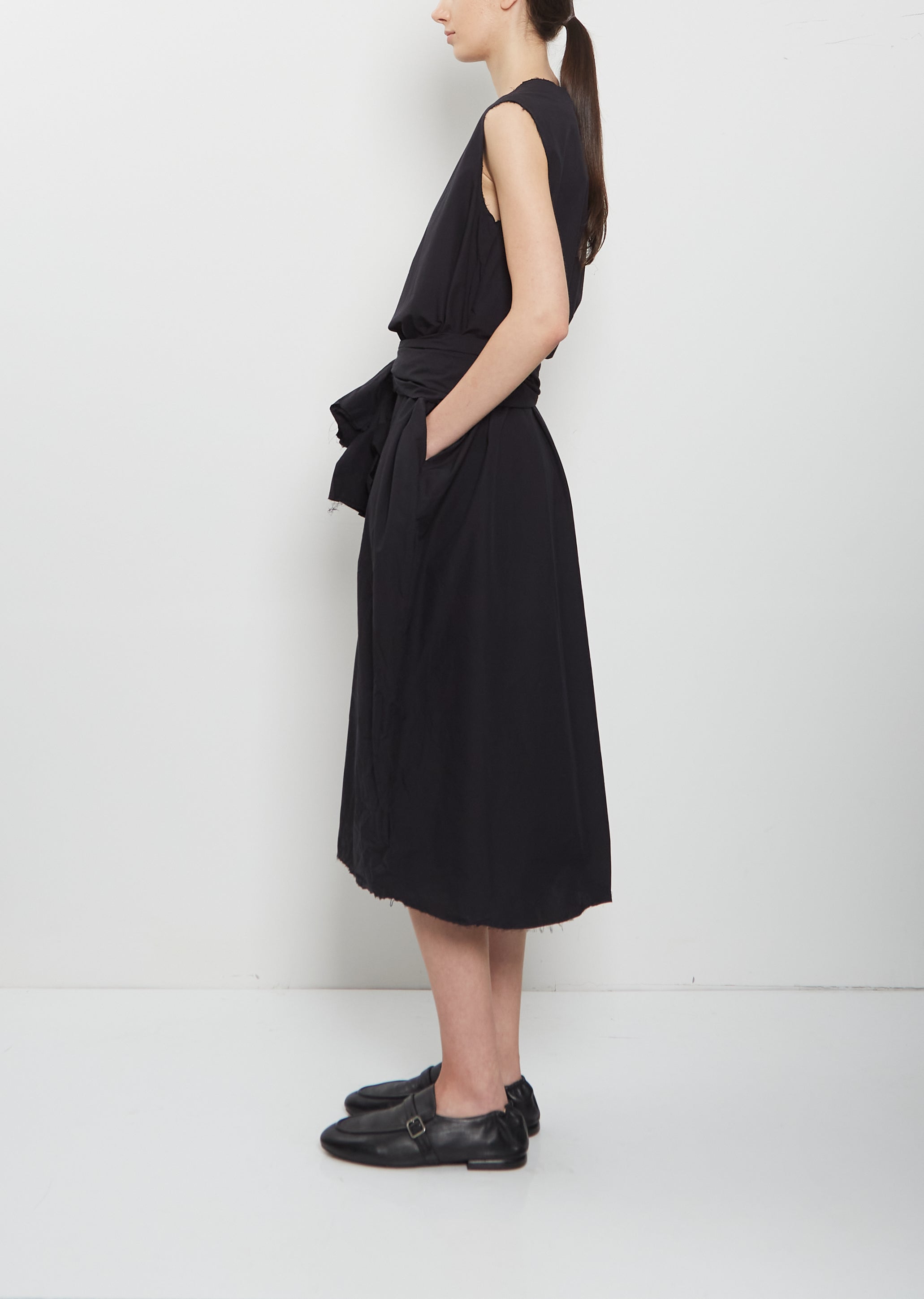 Sleeve Scarf Paper Cotton Sleeveless Dress Black L / Black Sleeve Scarf Paper Cotton Sleeveless Dress Black L / Black