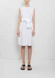 Sleeve Scarf Paper Cotton Sleeveless Dress — White