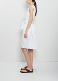 Sleeve Scarf Paper Cotton Sleeveless Dress — White