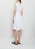 Sleeve Scarf Paper Cotton Sleeveless Dress — White