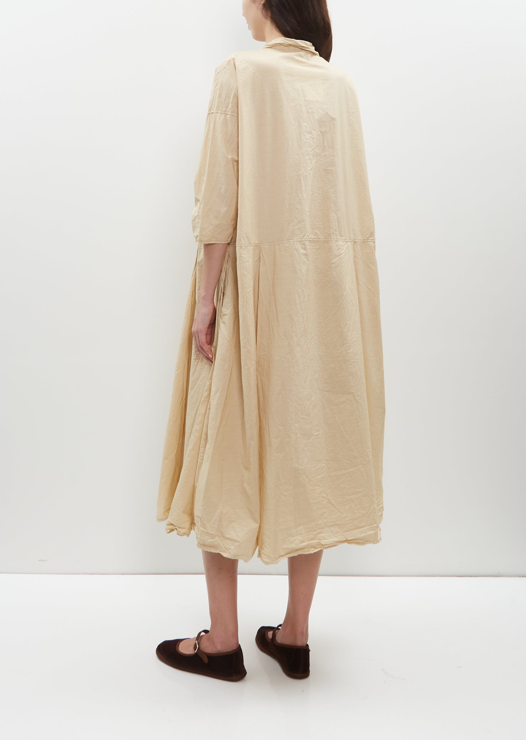 Tailored Collar Tissue Cotton Dress Cream La Garonne Tailored Collar Tissue Cotton Dress Cream La Garonne