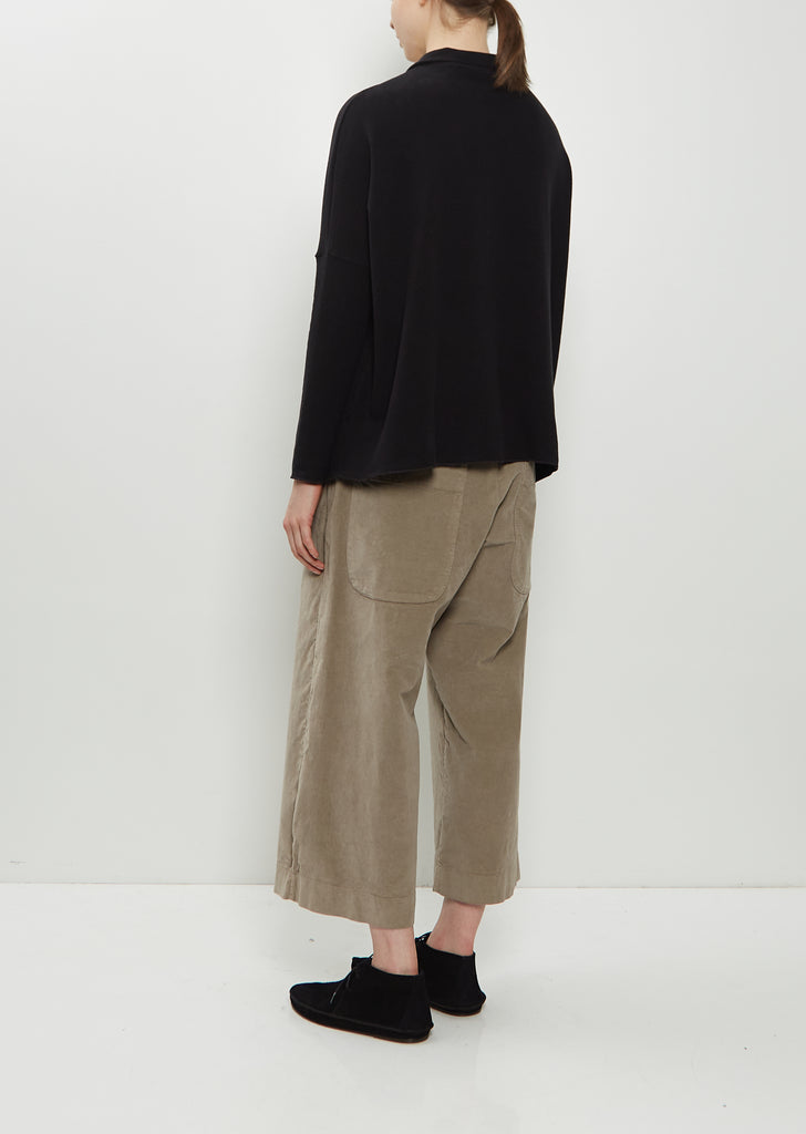 Heavy Jersey Polo Top — Black