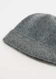 Wool-Alpaca Globe Knit Beanie — Light Grey/Forest Blue