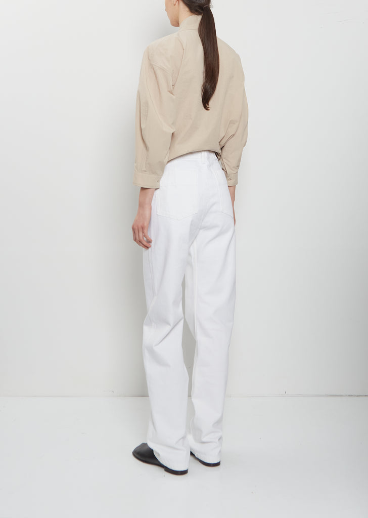 Five Pockets Cotton Twisted Pants — Milk