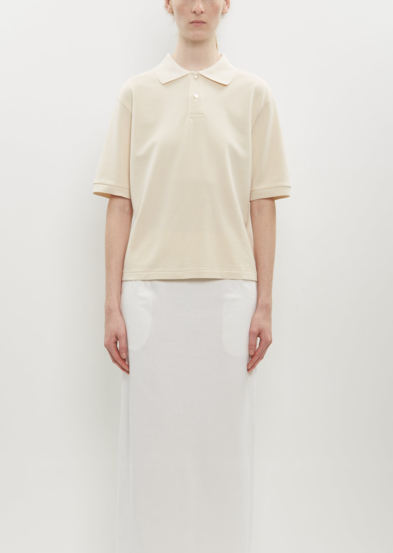 Cotton Pique Polo — Ivory – La Garçonne