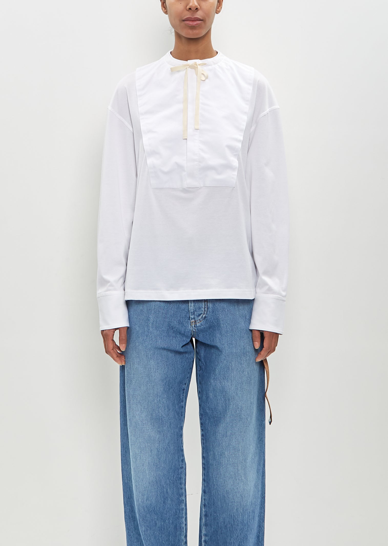 【RONRON】RIBBON TAPING V NECK COLLAR JERSEY HALF T SHIRT RIBBON TAPING V NECK COLLAR JERSEY HALF T SHIRT GREY