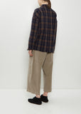 Tartan Soft Collar Wool Cashmere Shirt — Ink