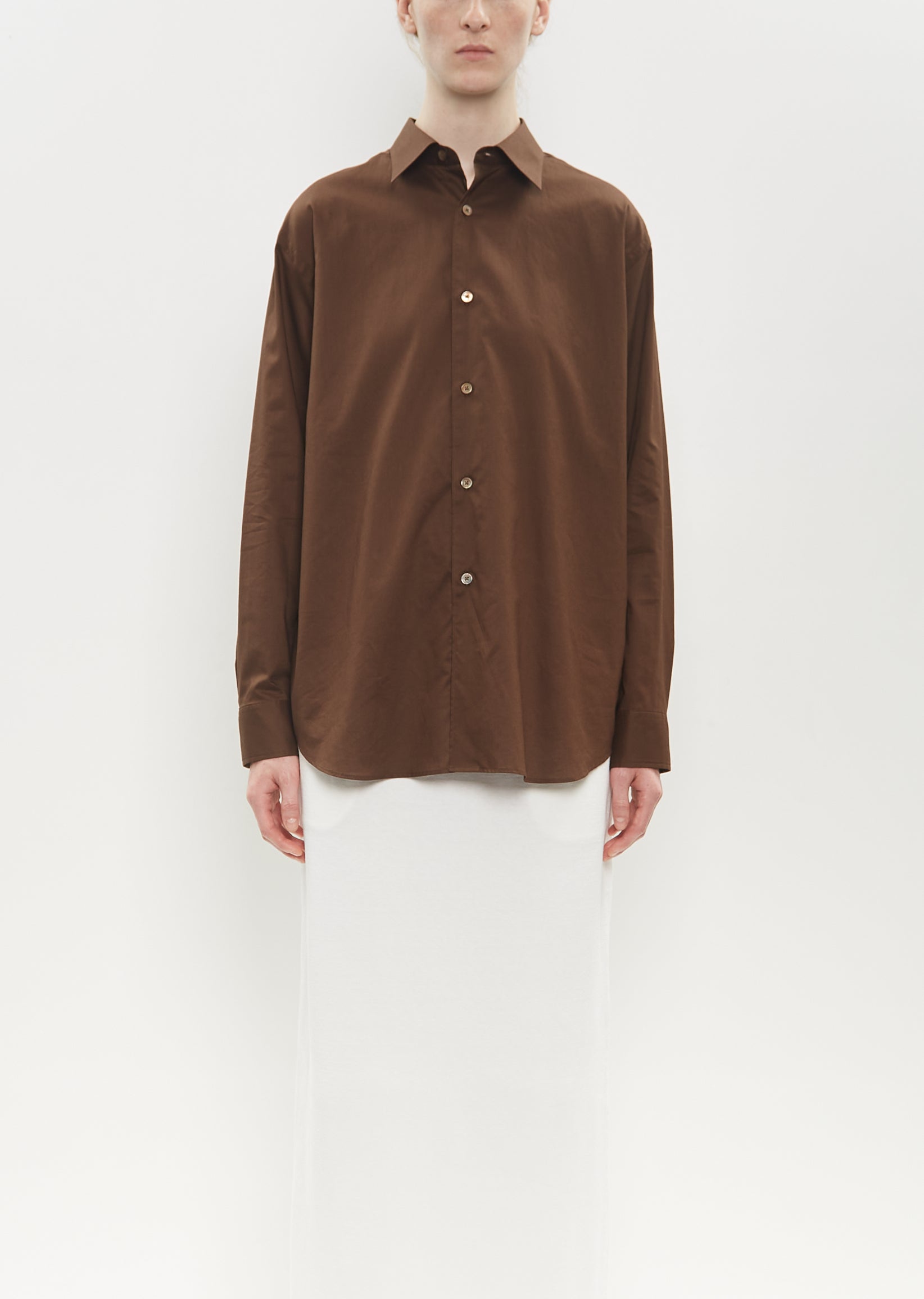 Washed Finx Typewriter Shirt — Dark Brown – La Garçonne