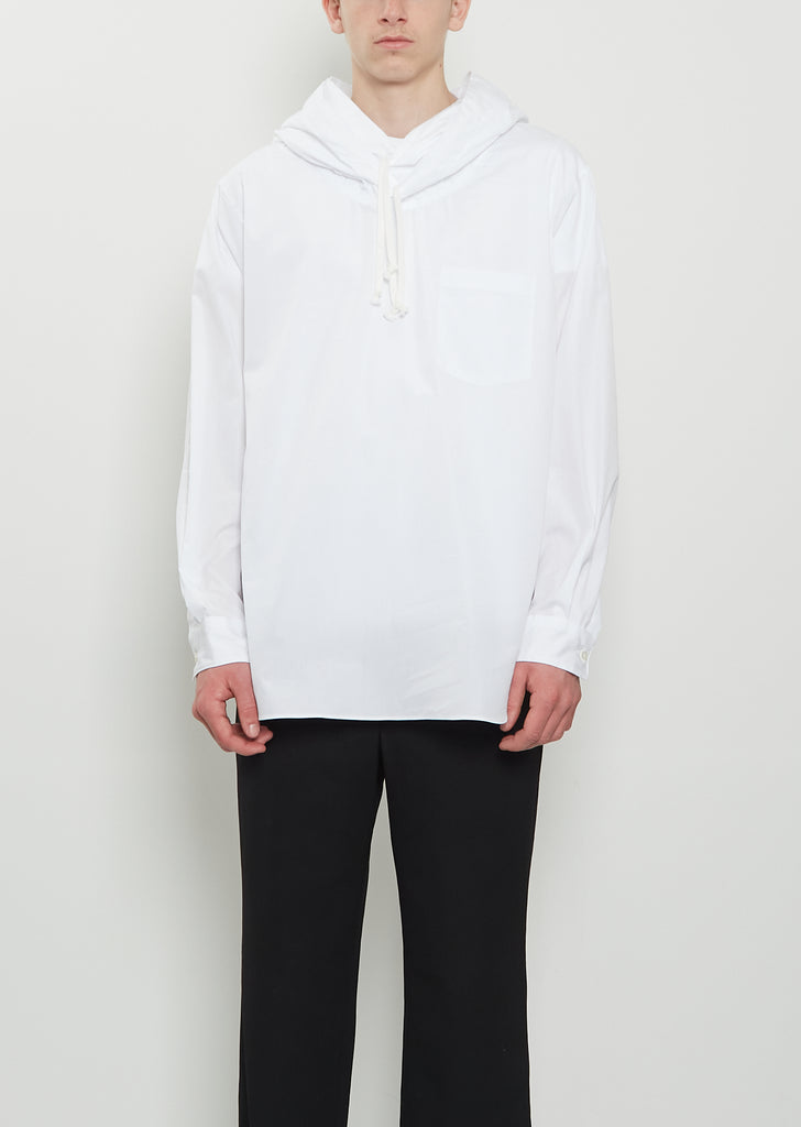 Cotton Double Hood Shirt — White