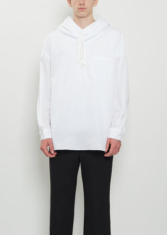 Cotton Double Hood Shirt — White