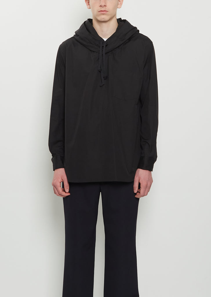 Cotton Double Hood Shirt — Black