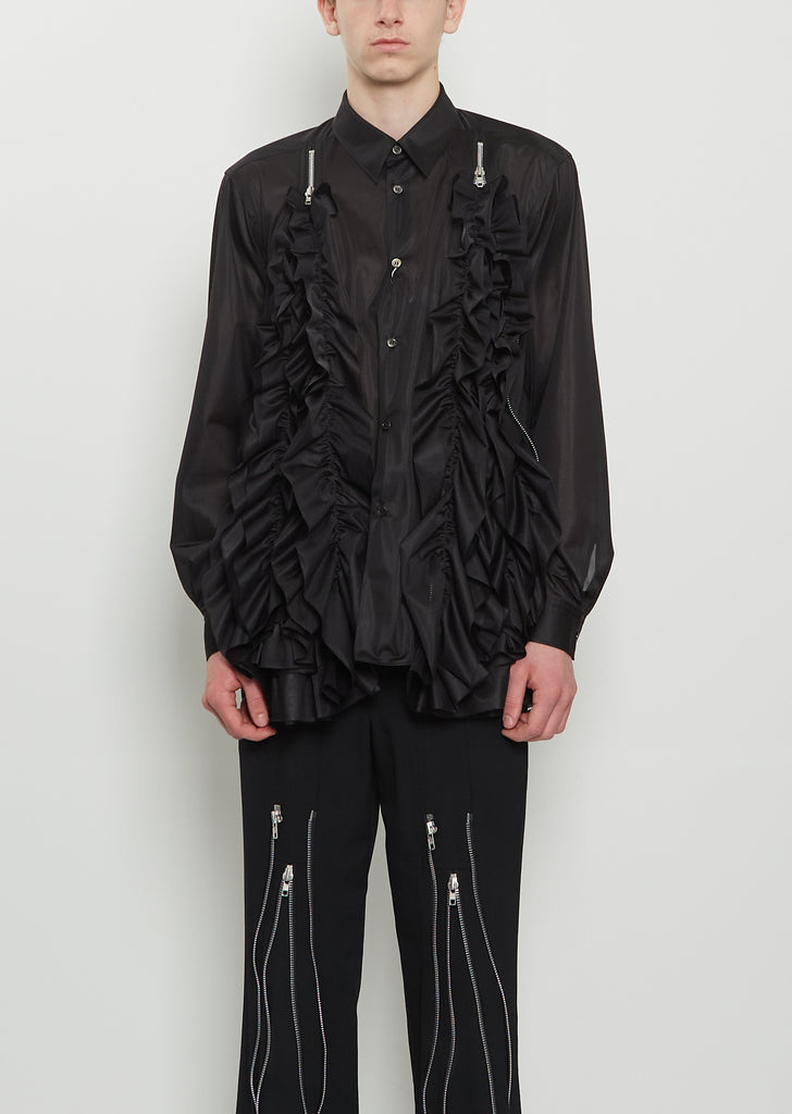 Poly Double Ruffle Zip Shirt