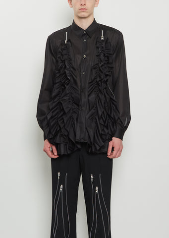Poly Double Ruffle Zip Shirt
