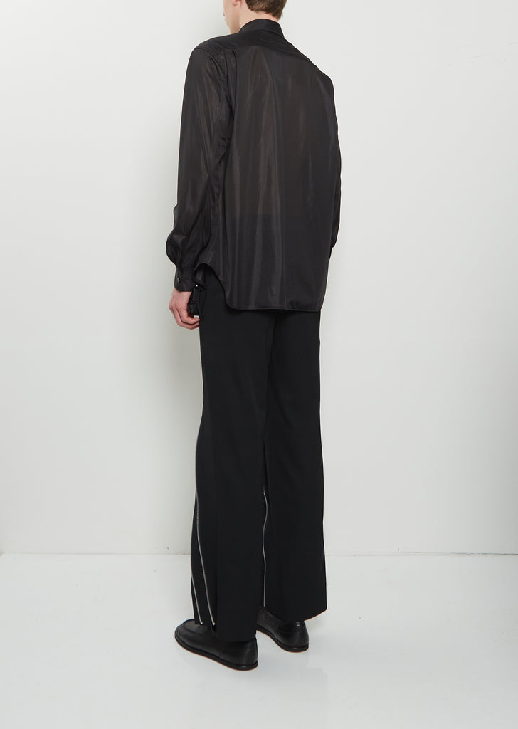 Poly Double Ruffle Zip Shirt