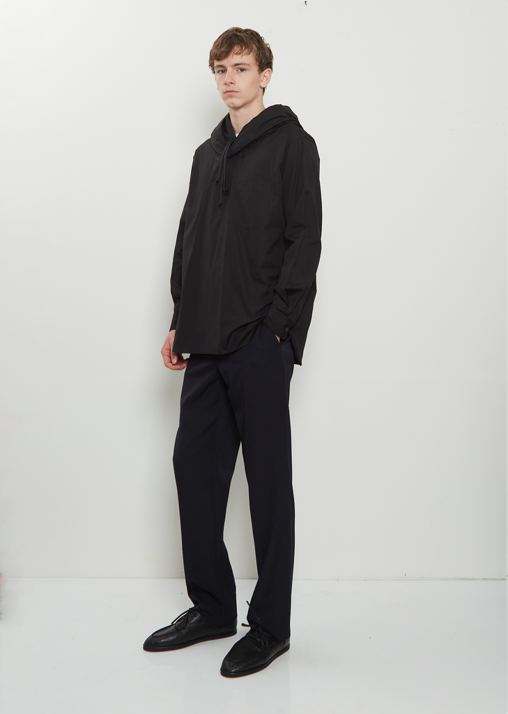 Cotton Double Hood Shirt — Black