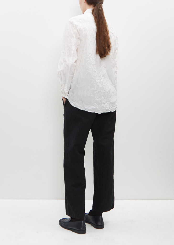 Classic Crinkle Cotton Blouse — Off White