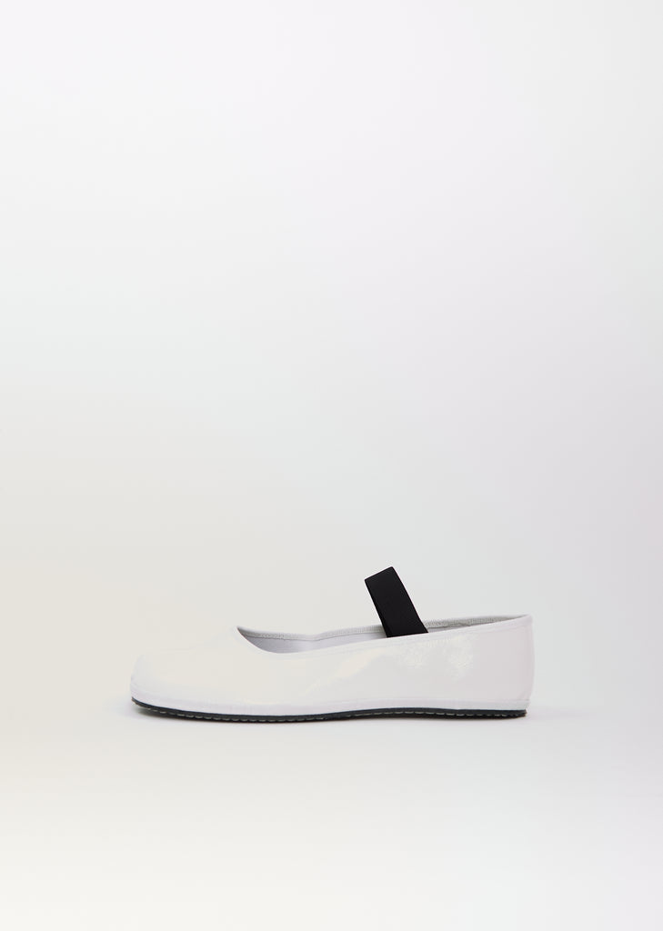 Tabi Ballerina Patent Ness — White