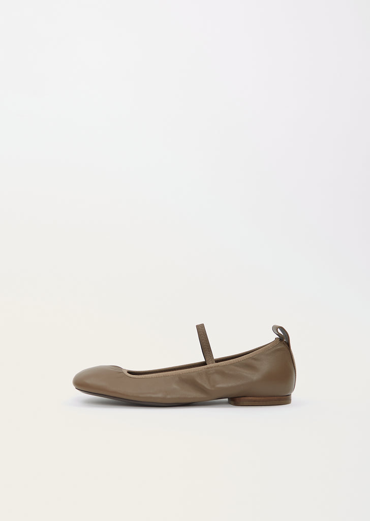 Square Flat Ballerina — Taupe