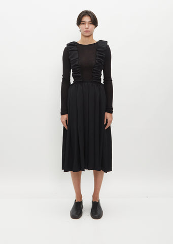 Gathered Suspender Wool Skirt