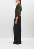 Faux Fur Pocket Pleated Wide Leg Trousers