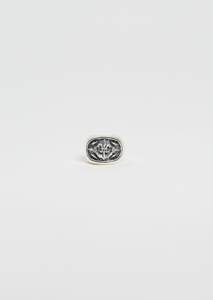 Lily & Anchor Oval Silver Ring