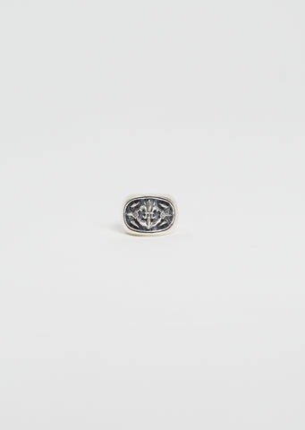 Lily & Anchor Oval Silver Ring