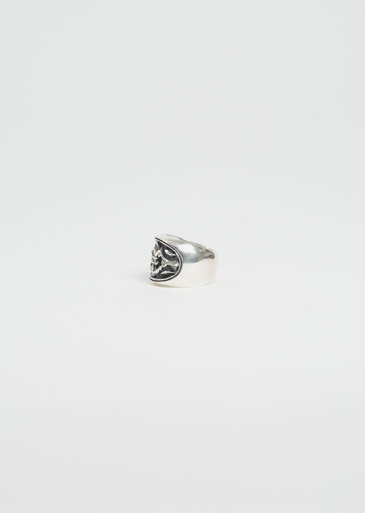 Lily & Anchor Oval Silver Ring
