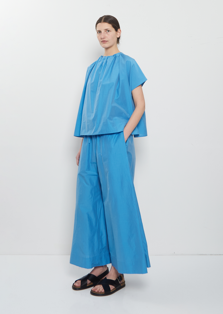 The Poet Cotton Silk Top — Cornflower