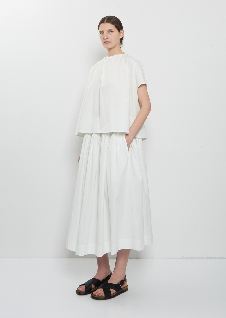 The Poet Cotton Silk Top — Apple White