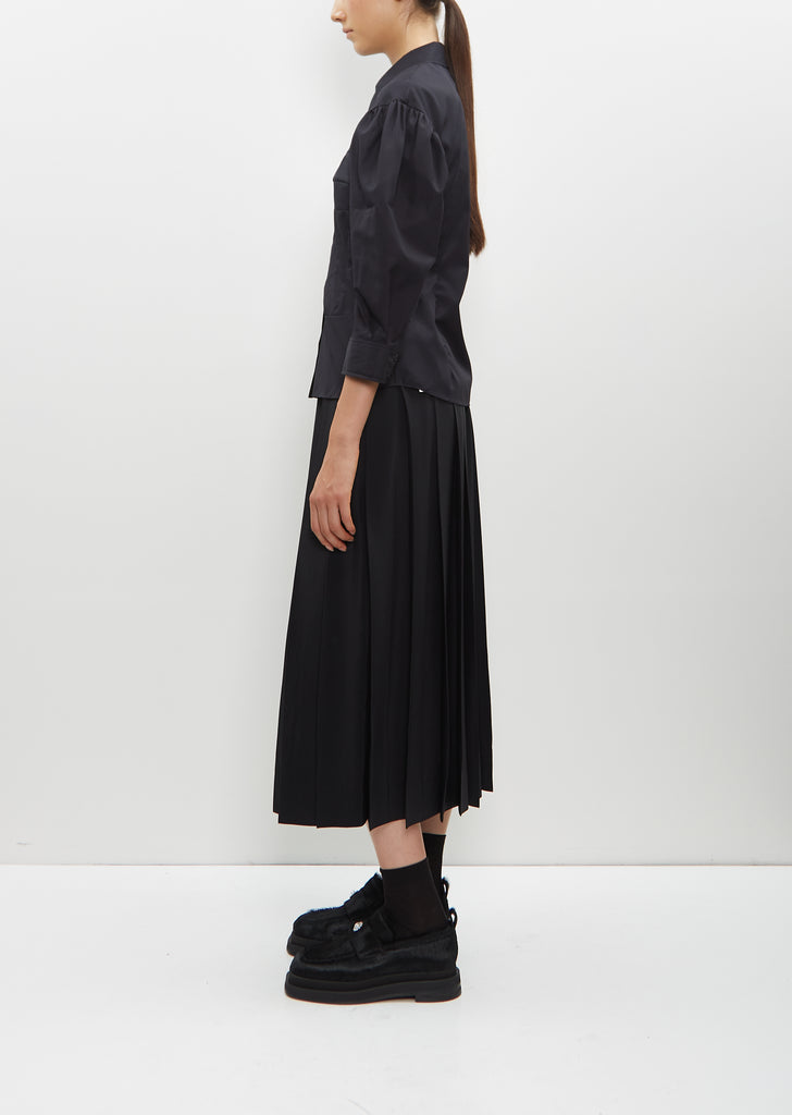 Long Pleated Elasticated Waist Kilt Skirt