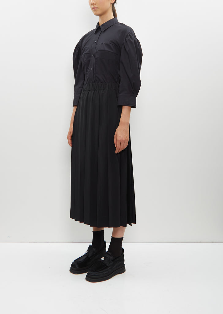 Long Pleated Elasticated Waist Kilt Skirt