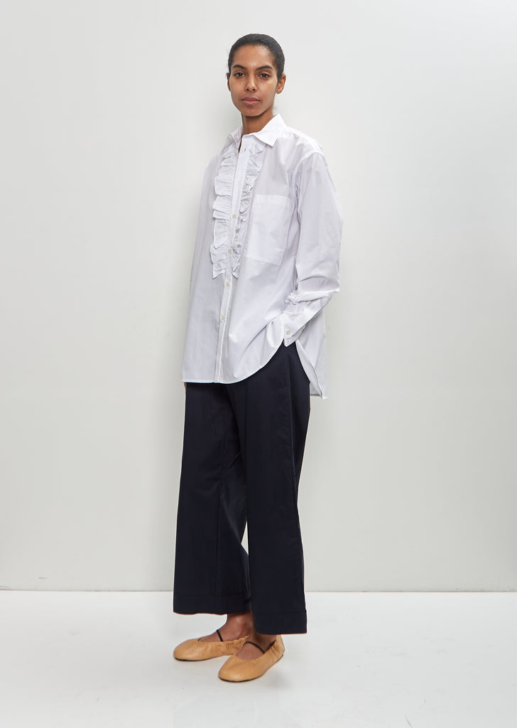 Cotton Poplin Ruffle Shirt