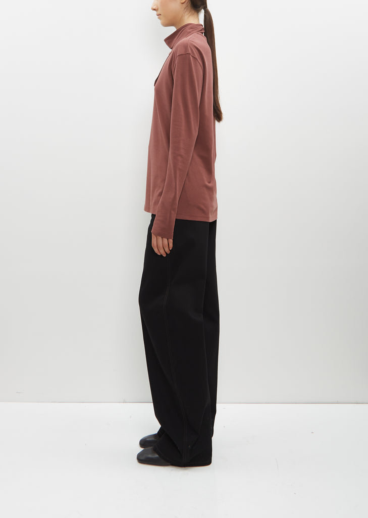 Long Sleeve Foulard Top — Dark Russet Brown