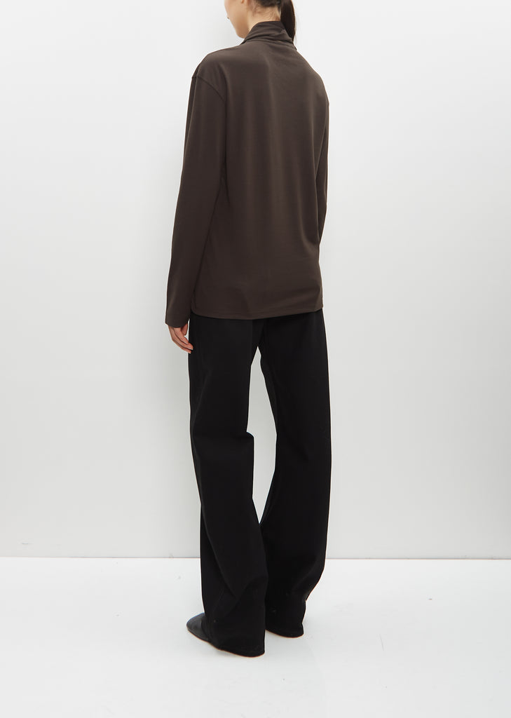 Long Sleeve Foulard Top — Dark Espresso