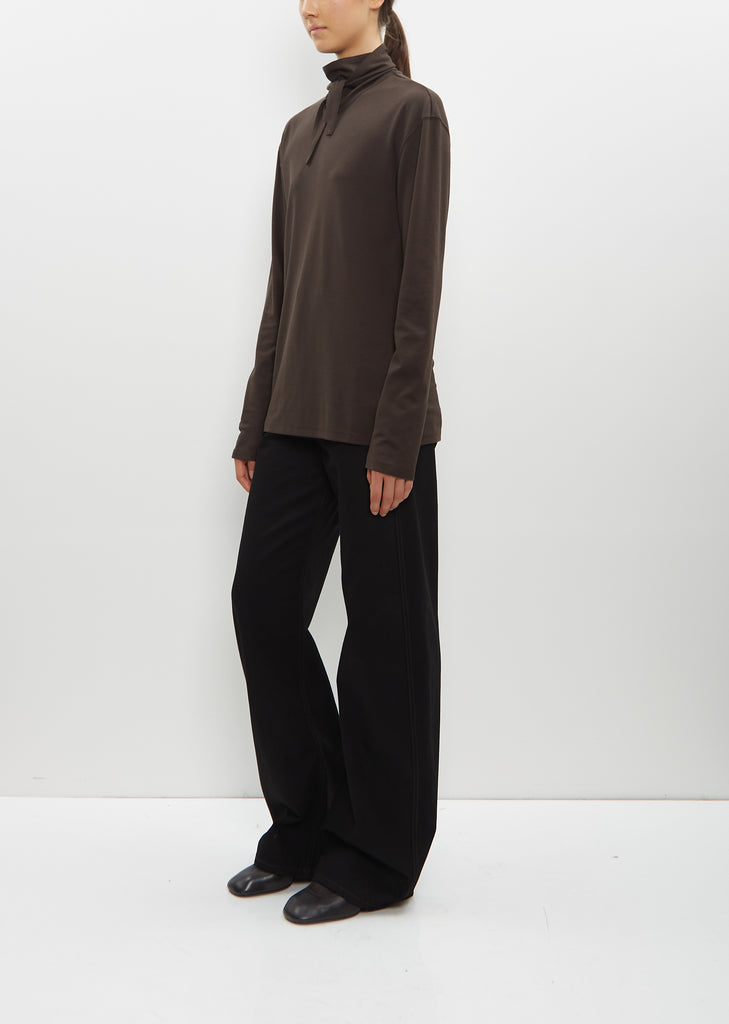 Long Sleeve Foulard Top — Dark Espresso