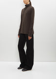 Long Sleeve Foulard Top — Dark Espresso