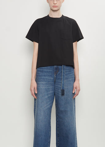 Nylon Twill x Cotton Jersey T-Shirt — Black