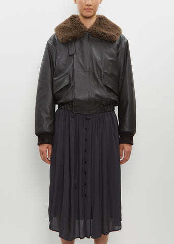 Leather Blouson with Shearling Collar