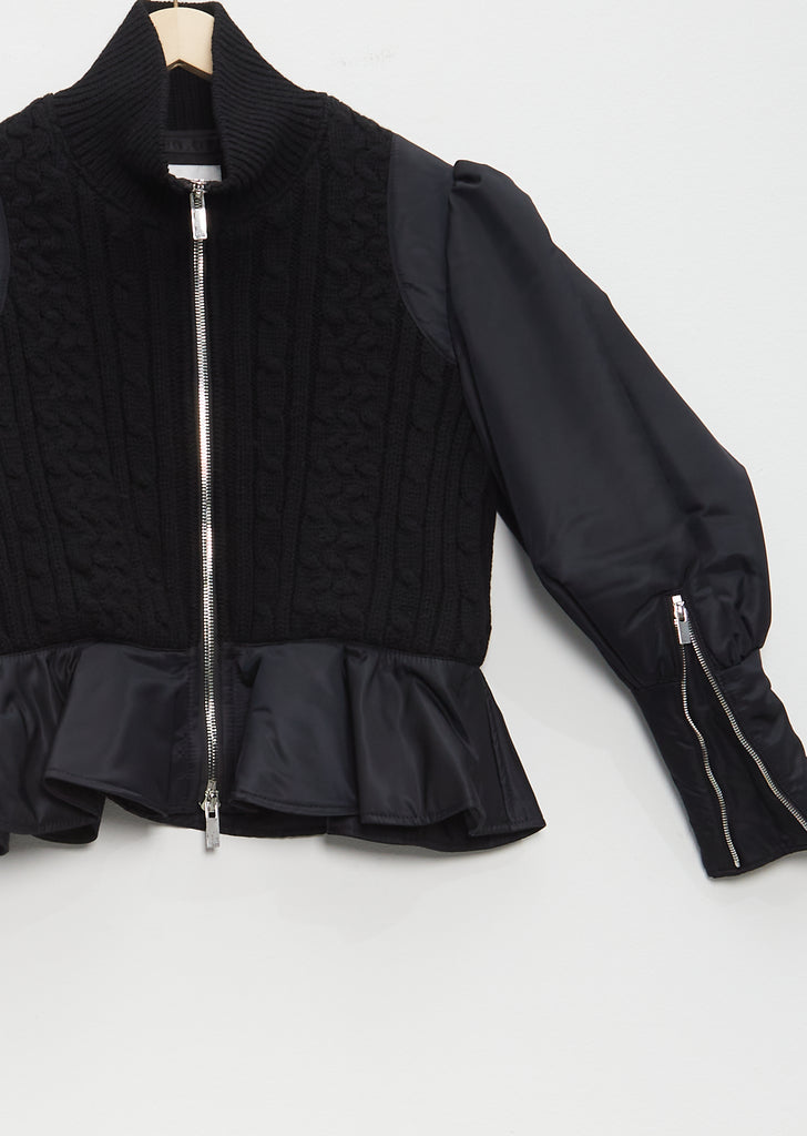 Shetland Wool x Nylon Full Zip Jacket