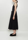 Pleated Stretch Cotton Long Skirt — Black