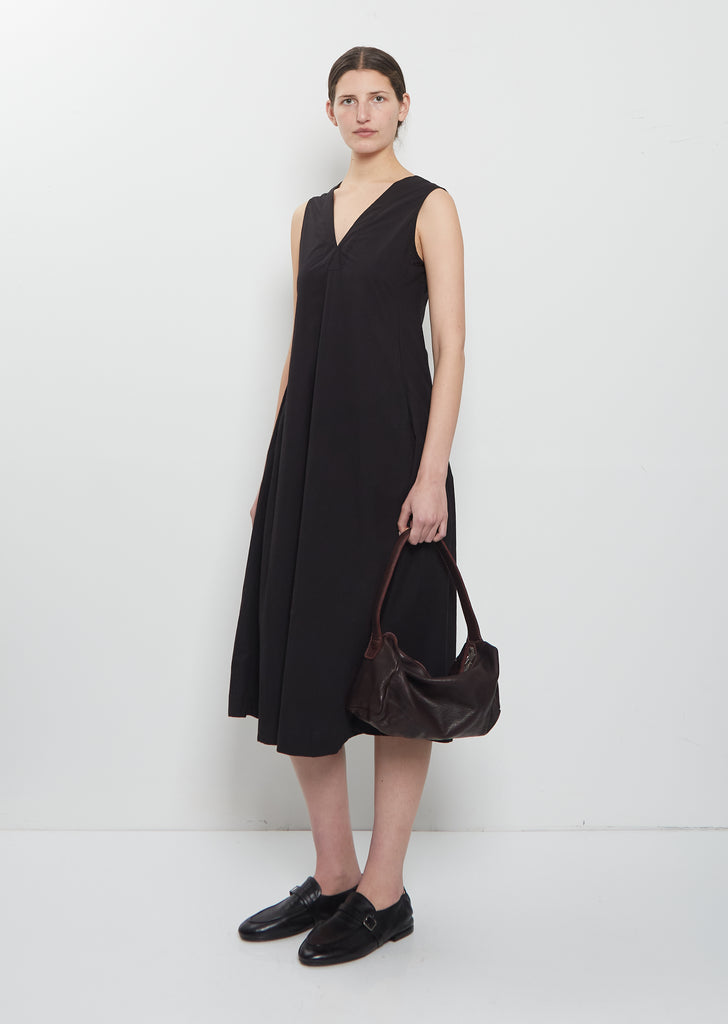 Handle Leather Bag, Small — Maroon